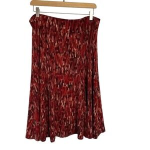Molly‎ & Max L Red Abstract Print Midi Skirt Elastic Waist Casual Comfortable